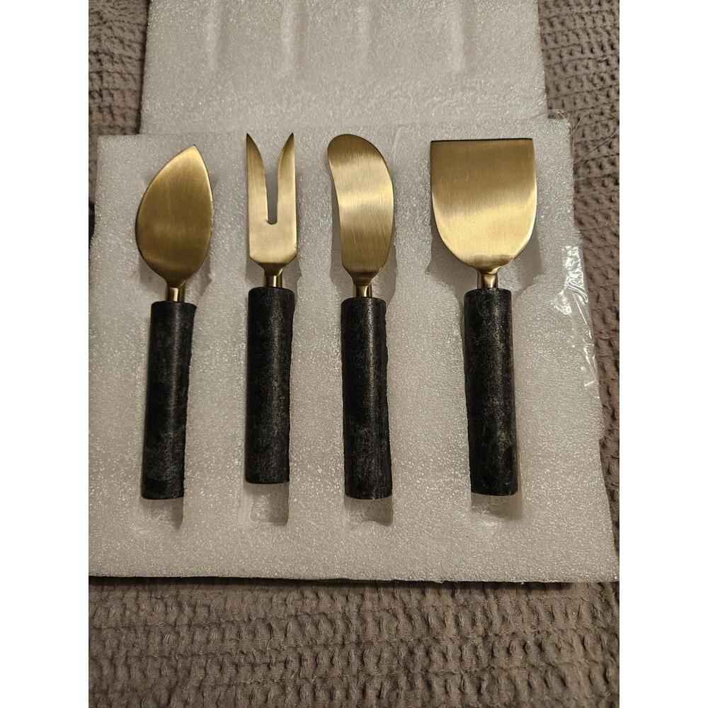 4pk Marble Cheese Knives by Threshold - NIB
